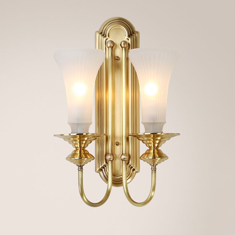 Contemporary Armed Wall Mounted Light Milk Glass Wall Lamp for Bedroom