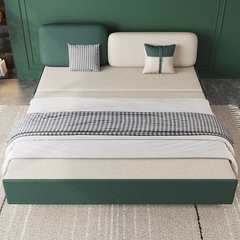 Contemporary Armless Cotton Blend Sofa Bed in Green with 2 Pillows