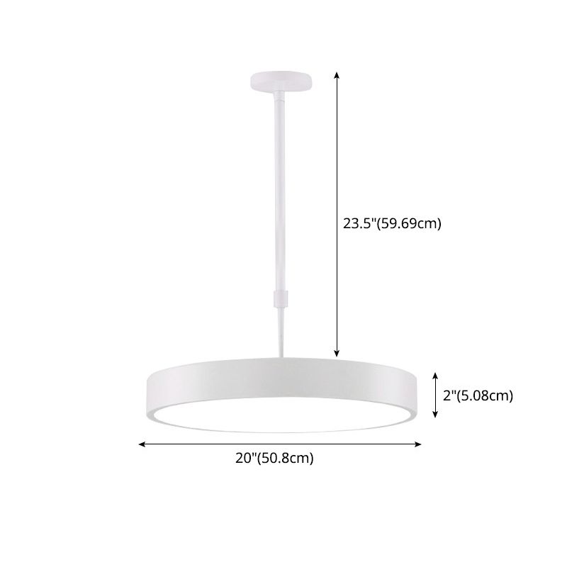 Modern Minimalist Office LED Hanging Lamp Wrought Iron Circular Pendant Light with Acrylic Shade