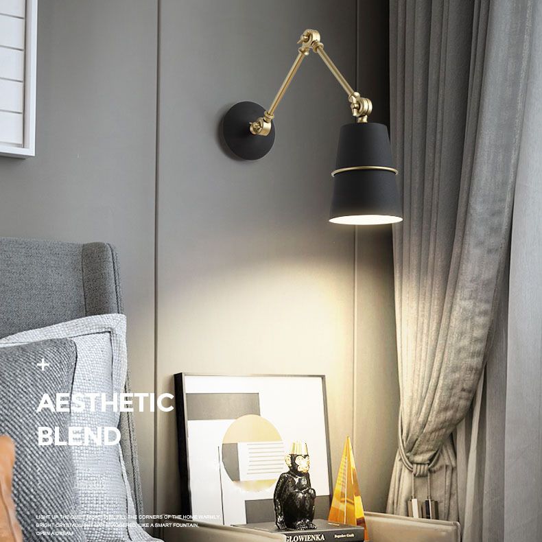 Verstellbare 1-Licht-Kegel Wandleuchten Moderner Aluminium-Wandbeleuchtungsideen in Schwarz und Weiß