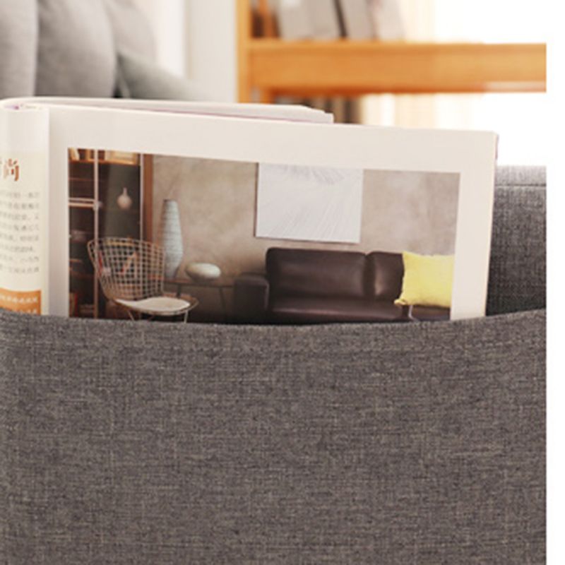 Modern Biscuit Back Reclining Square Arm Linen Stationary Sofa