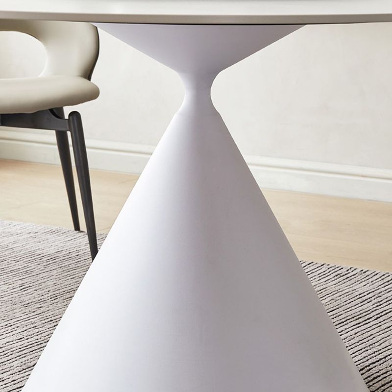 Round Stone Dining Table Modern Pedestal Dining Table in White and Black