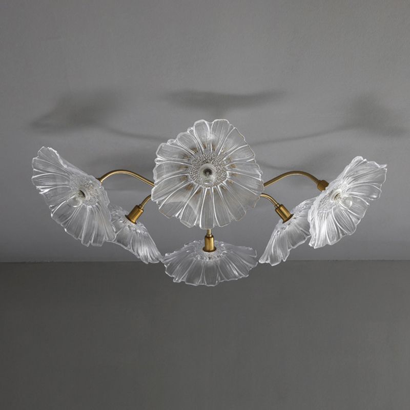 Blume Semi Flush Mount Leuchte moderne Glasdeckleuchten für Wohnzimmer