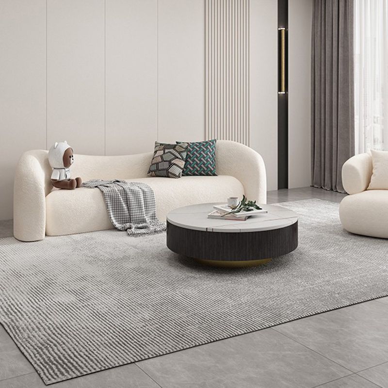 Wool Contemporary Sloped Arm Sofa Curved Sofa for Living Room, Apartment