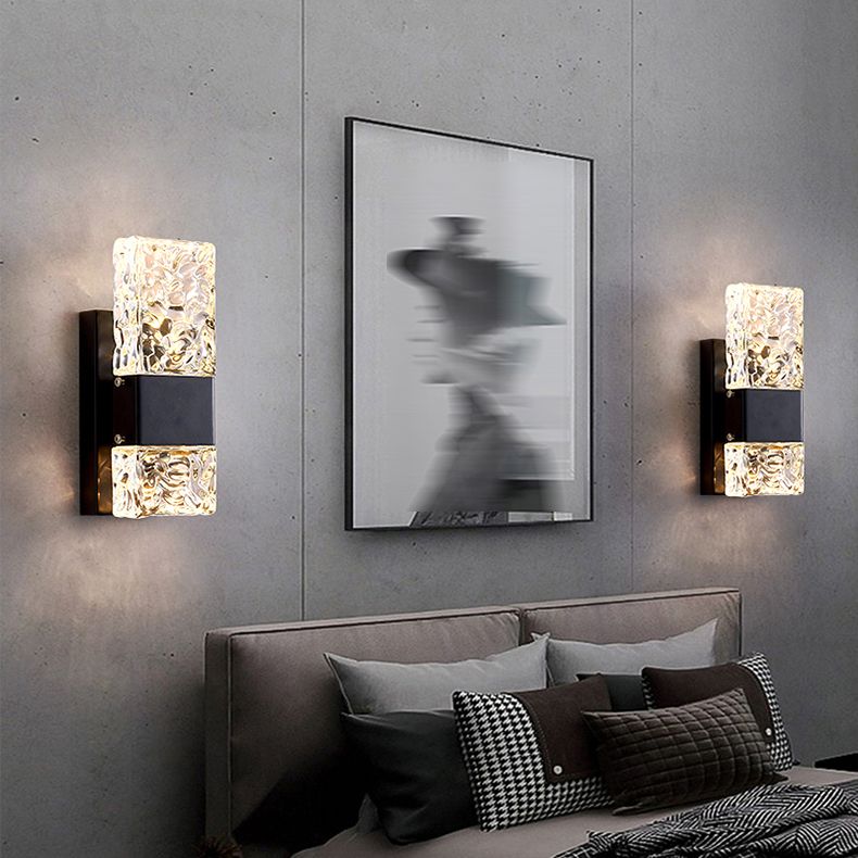 Modern Vanity Lighting Rectangular Wall Light Fixture with Crystal for Bathroom