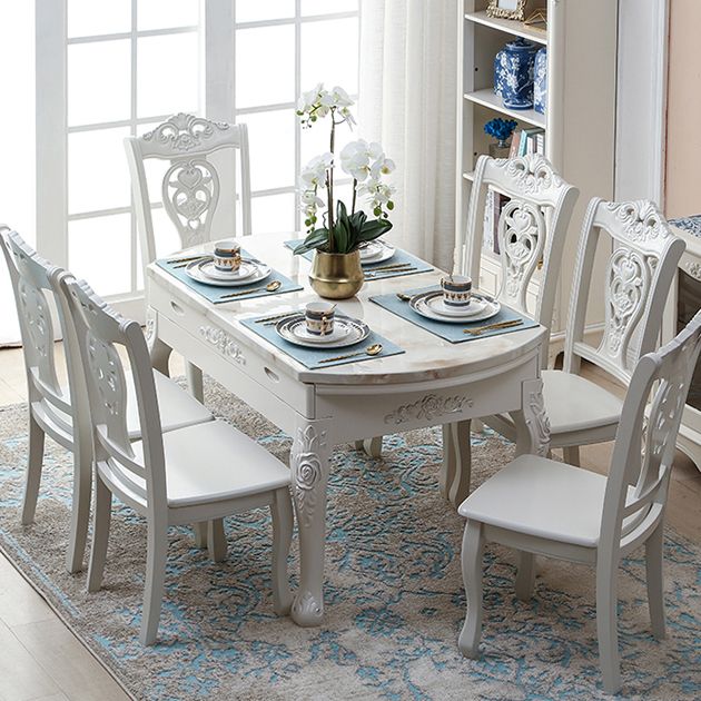 Victorian Dining Room Set Standard Height with Rectangle Top 4 Legs Base Dining Furniture