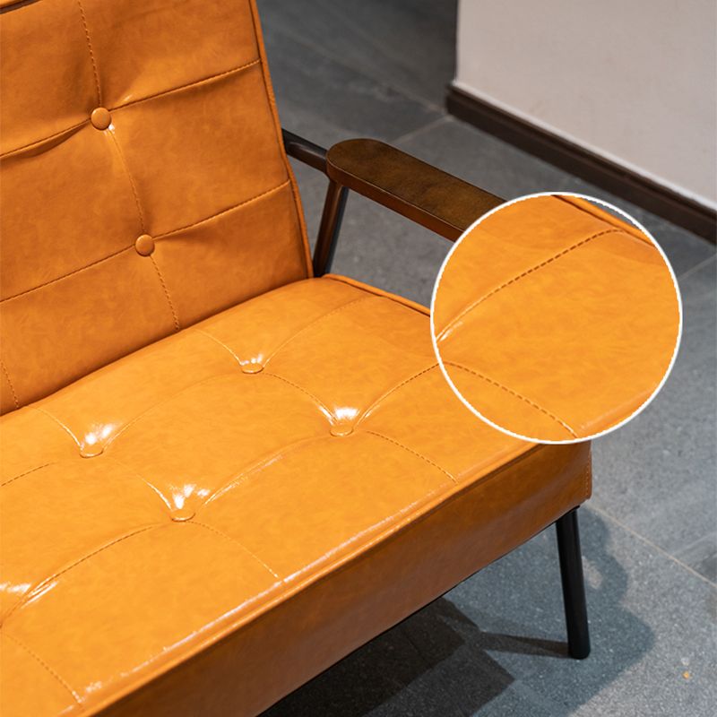 27.95" High Genuine Leather Sofa Recessed Arm Sofa with Tufted Back