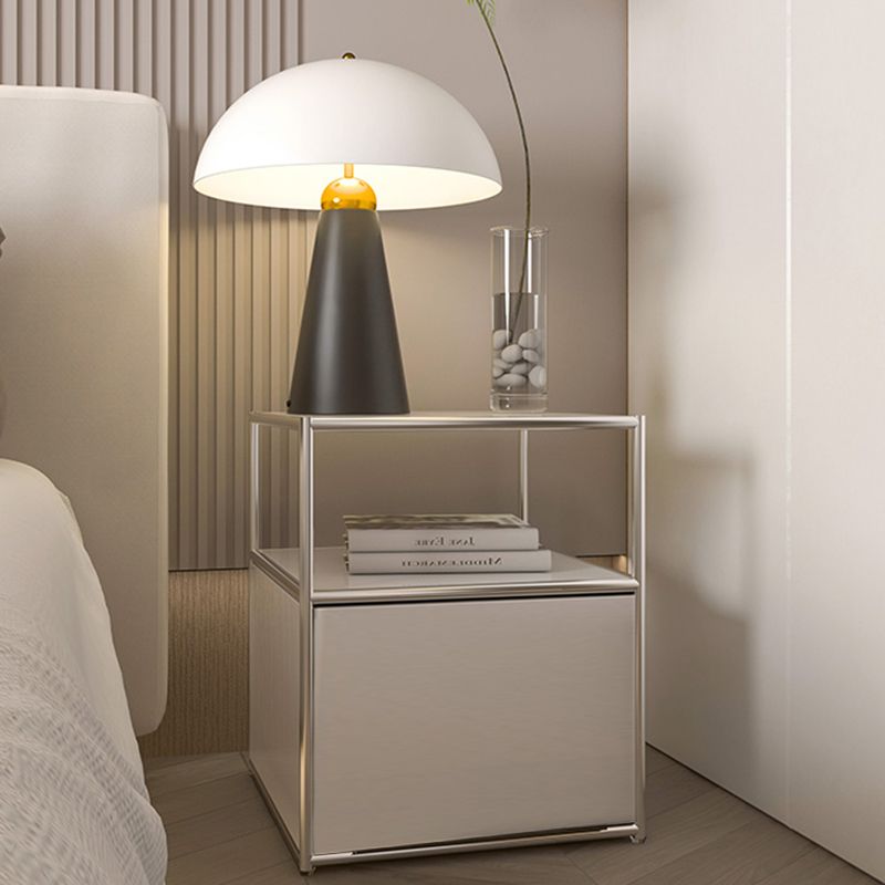 19.7" Tall Stainless Steel Side Table Rectangular End Table with Storage