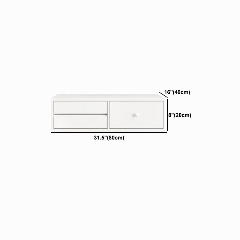 Contemporary Vanity 3 Storage Drawers Dresser with Mirror Stool in White