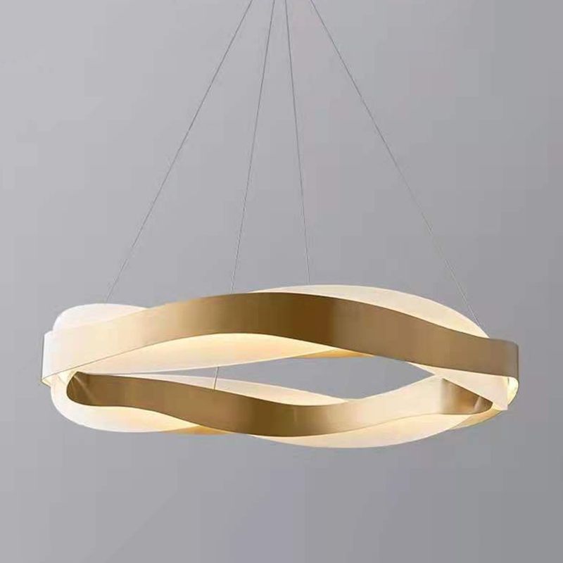Goldener Kreis LED -Anhänger Beleuchtung minimalistischer Acryl -Kronleuchter für Wohnzimmer