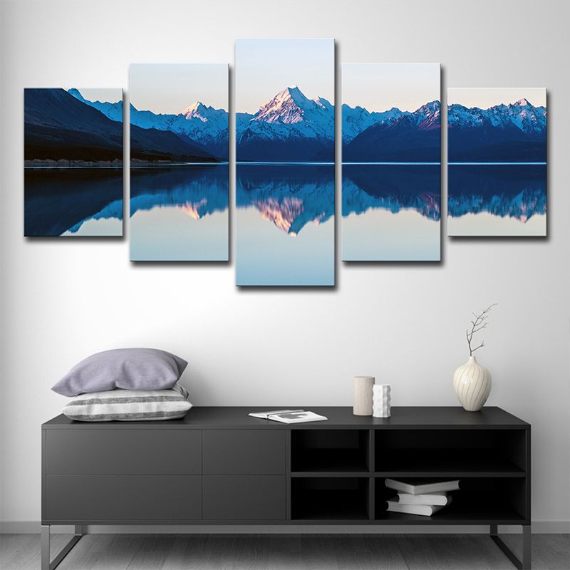 Mountain Lake Reflections Canvas Print Nordic Multi-Piece Living Room Wall Art Decor