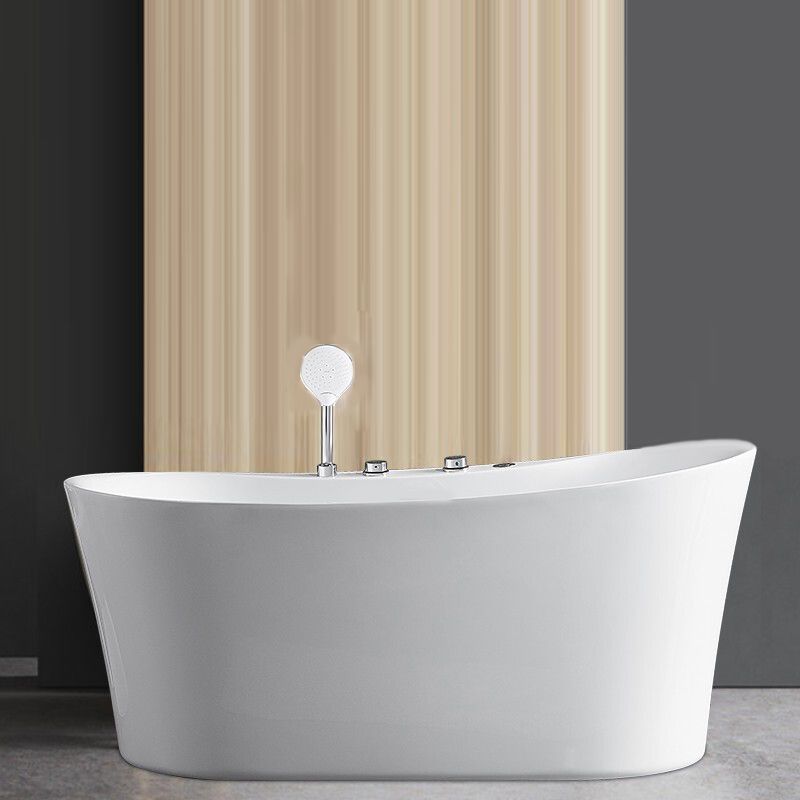 Acrylic Freestanding Bathtub Oval Modern Back to Wall Soaking Bath
