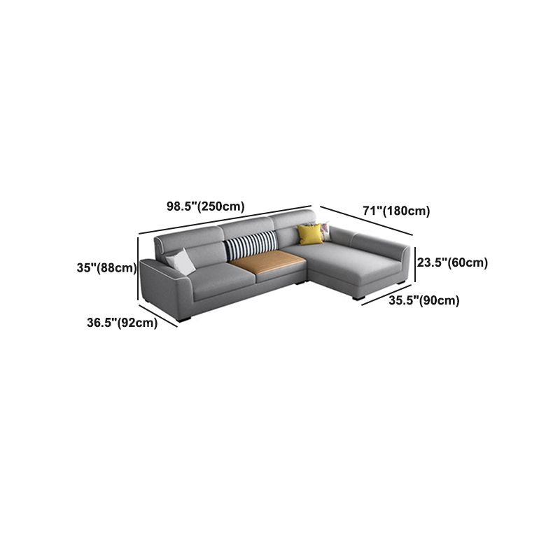 Square Arm 35 Inch High Sectionals in Grey Removable Cushions Sectionals