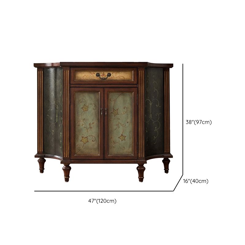Mid-Century Modern Distressed Wood Storage Cabinet 1 - Door & 1 - Drawer Cabinet