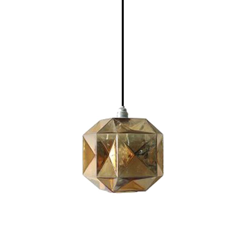 Diamond Anhänger Beleuchtung postmodernes Glas 1 Hellblau/Gold/Bernsteinhänge Deckenleuchte