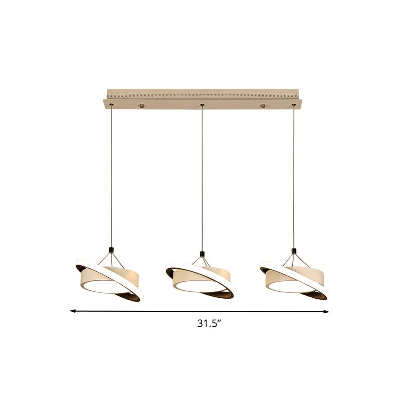 Grappe de tambour en métal Light Light Contemporary 3 bulbes lampe de suspension blanche avec anneau rotatif en lumière chaude / blanche