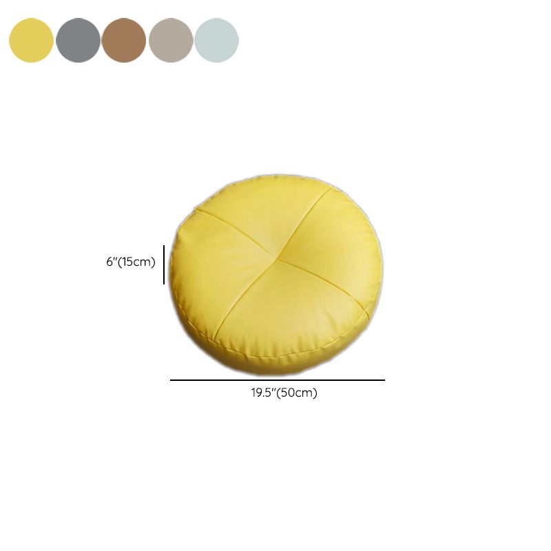 Modern Pouf Ottoman Leather Upholstered Solid Color Round Ottoman
