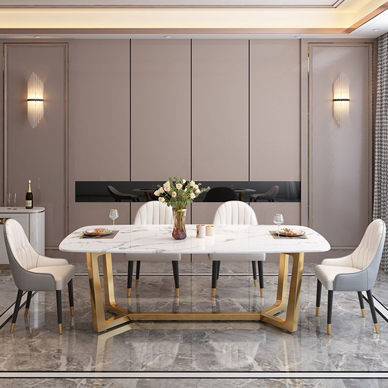 Luxury Rectangle Sintered Stone Top Dining Set 1/2/5/6/7 Pieces Dining Table with Chairs