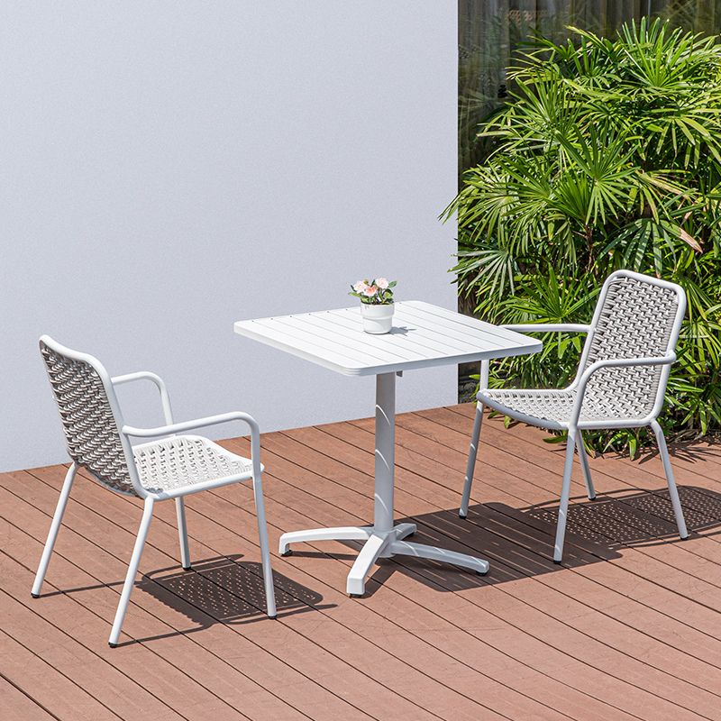 Modern Patio Dining Table Set 1/3/4/5 Pcs White Metal Frame Bistro Table and Chairs