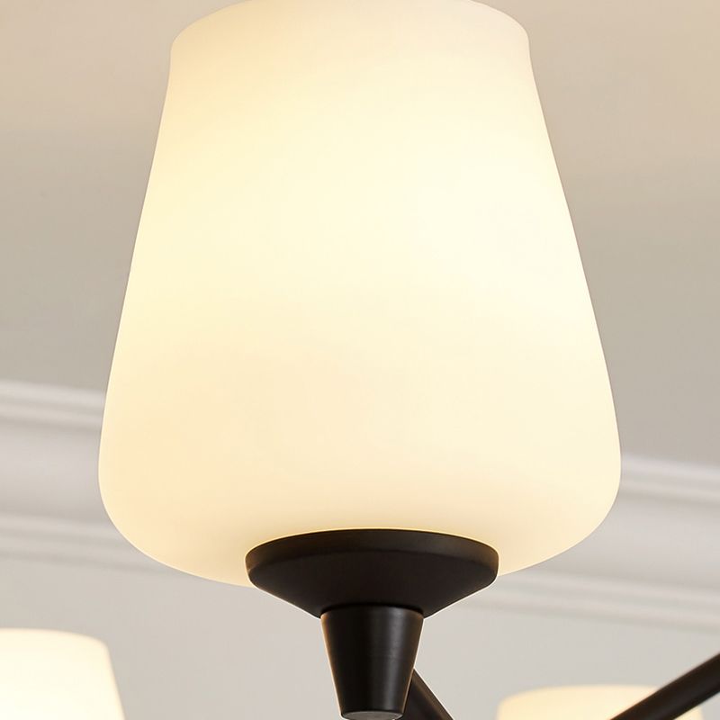 Milky Glass Sputnik Hanging Chandelier Classic 3/6 Lights Living Room Pendant Light with Cup Shade