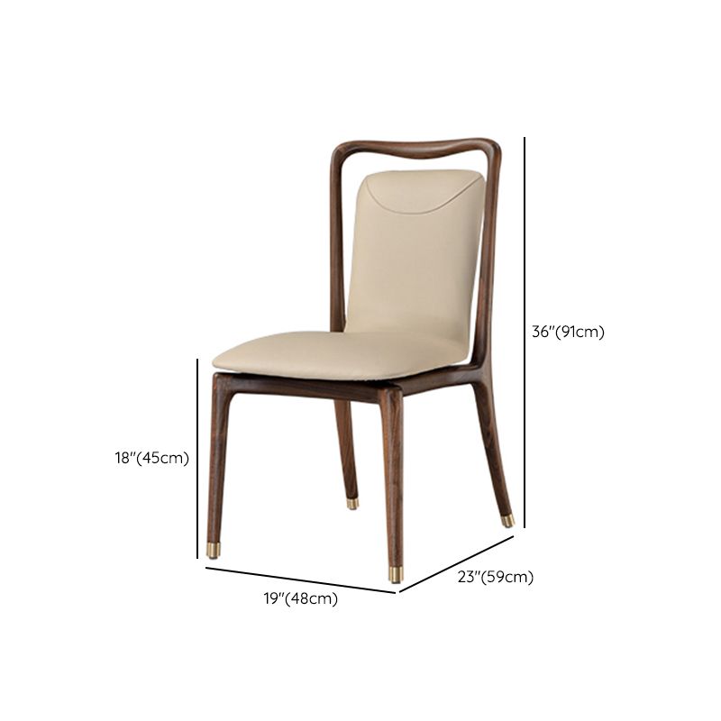Dining Room Contemporary Walnut Wood Upholstered Solid Back Dining Chair