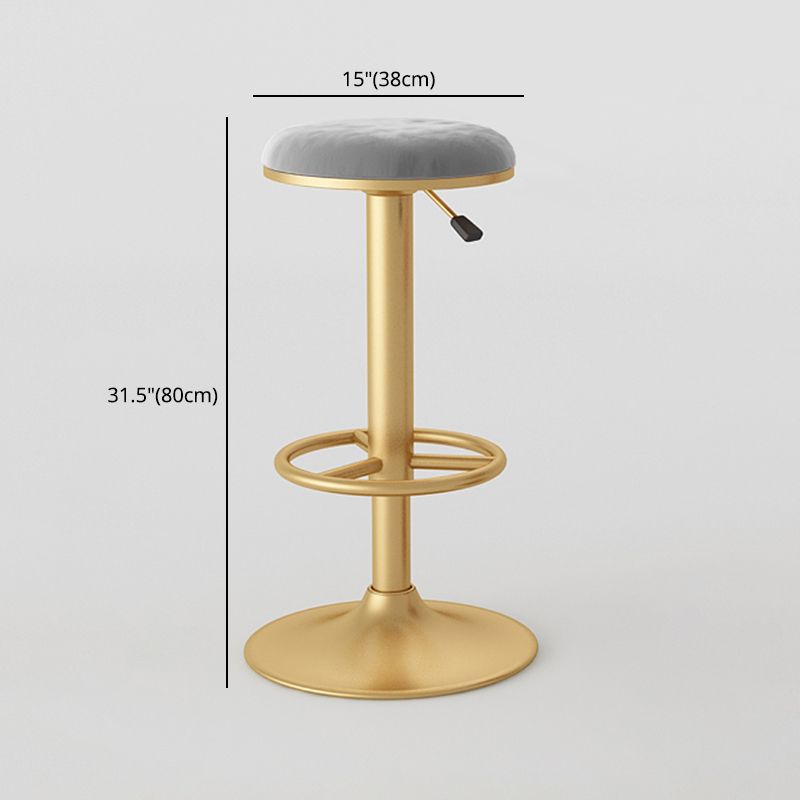Nordic Glam Liftable Bar Stool Round Counter Bar Stool with Metal Legs