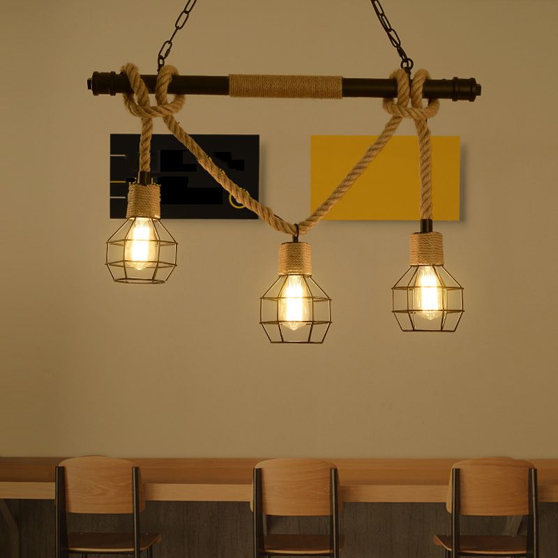 Industrial Geometric Island Lighting Rope Multiple-Light Island Light Fixtures