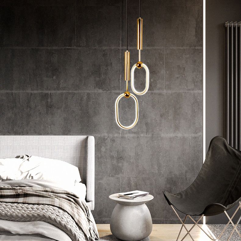 Métal Gold Metal Postmodern Pendant Light 1-Light Plafond plafond Light pour chambre à coucher