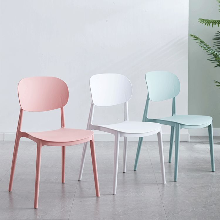 Plastic Scandinavian Dining Room Chair Matte Finish Open Back Dining Side Chair