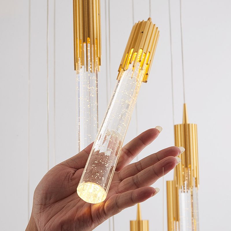 Bubble Glassrohr Anhänger Licht minimalistisch Gold Multiple hängende Licht für Treppen
