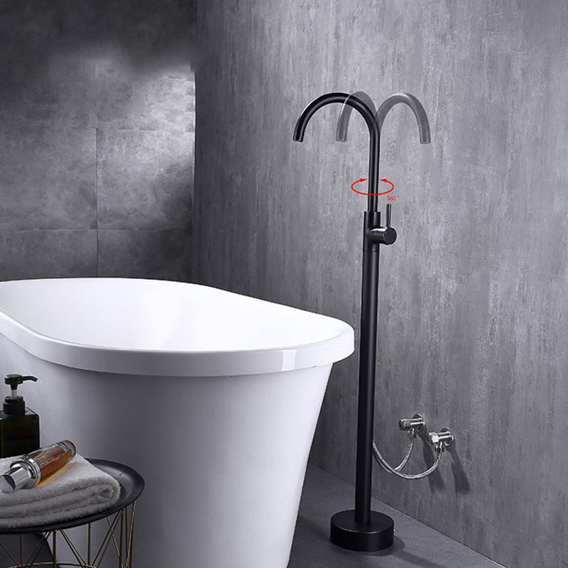 Modern Floor Mounted Metal Freestanding Tub Filler Freestanding High Arc Tub Faucet Set