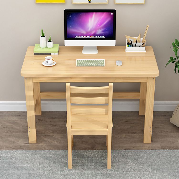 Solid Wood Desk and Chair in Natural 29.52" H Kids Writing Desk
