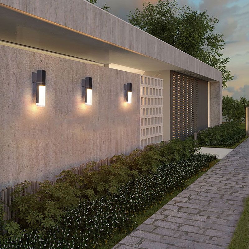 Illuminazione per esterni a forma di rettangolo acrilico moderno lampada da parete a LED in nero