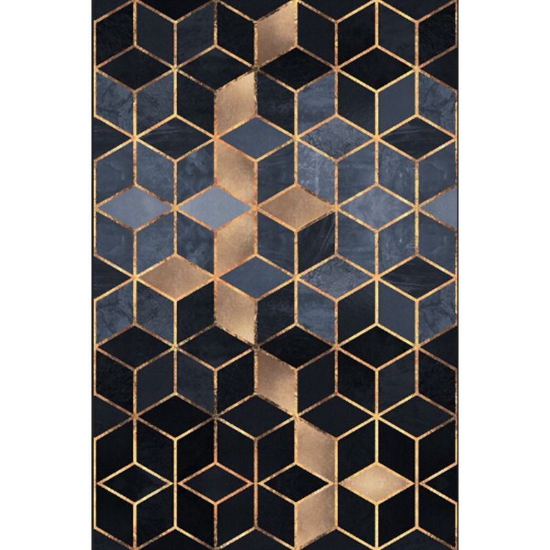 Fancy Modern Area Rug Geometric Pattern Polyester Area Carpet Stain Resistant Rug for Home Decor