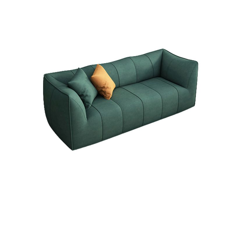 Fabric Sofa Contemporary Tuxedo Arm Apartment Seating in Dark Green