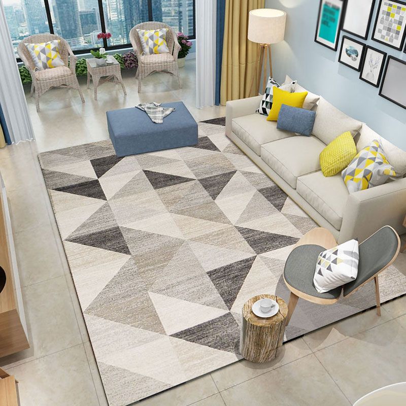 Multicolor Simple Area Carpet Polyester Geometric Pattern Indoor Rug Anti-Slip Backing Carpet for Living Room