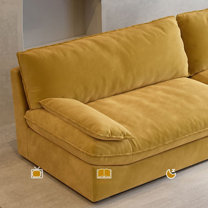 Contemporary Pillow Top Arm Sofa Sewn Pillow Back Sofa in Yellow