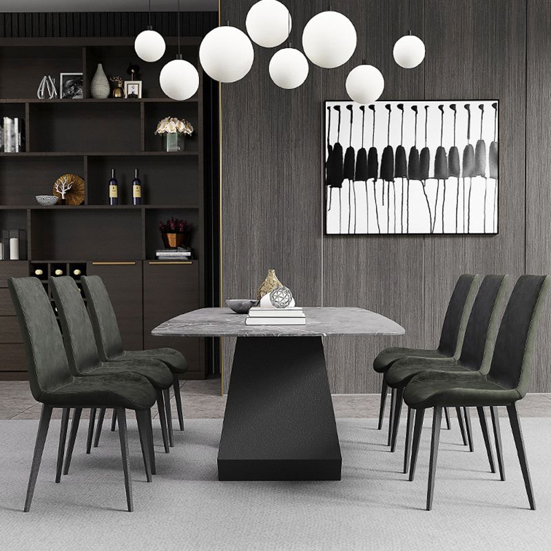 Rectangular Sintered Stone Dining Table Modern Dining Table with Metal Base
