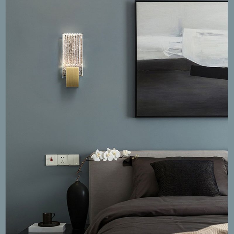 Bobble Crystal Rectangular LED SCONCE Postmodern Brass Wall Lighting per camera da letto