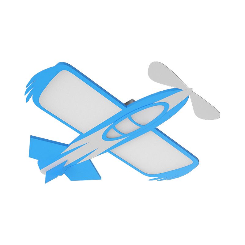 Moderna lampada da soffitto a LED per stanza dei bambini, con montaggio a incasso, a forma di aeroplano, in blu