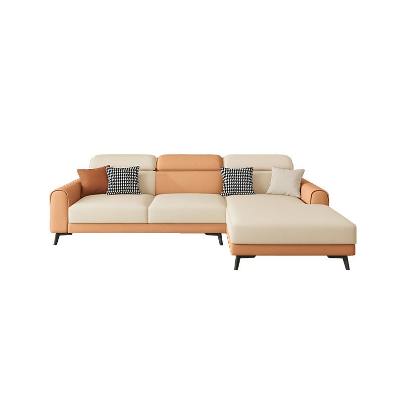 Contemporary Stain-Resistant Cream White Square Arm Faux Leather Sofa