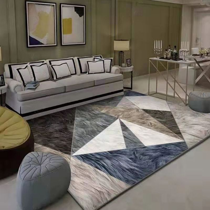 Contemporary Living Room Rug Multi-Color Geometric Carpet Polypropylene Washable Stain Resistant Non-Slip Backing Area Rug