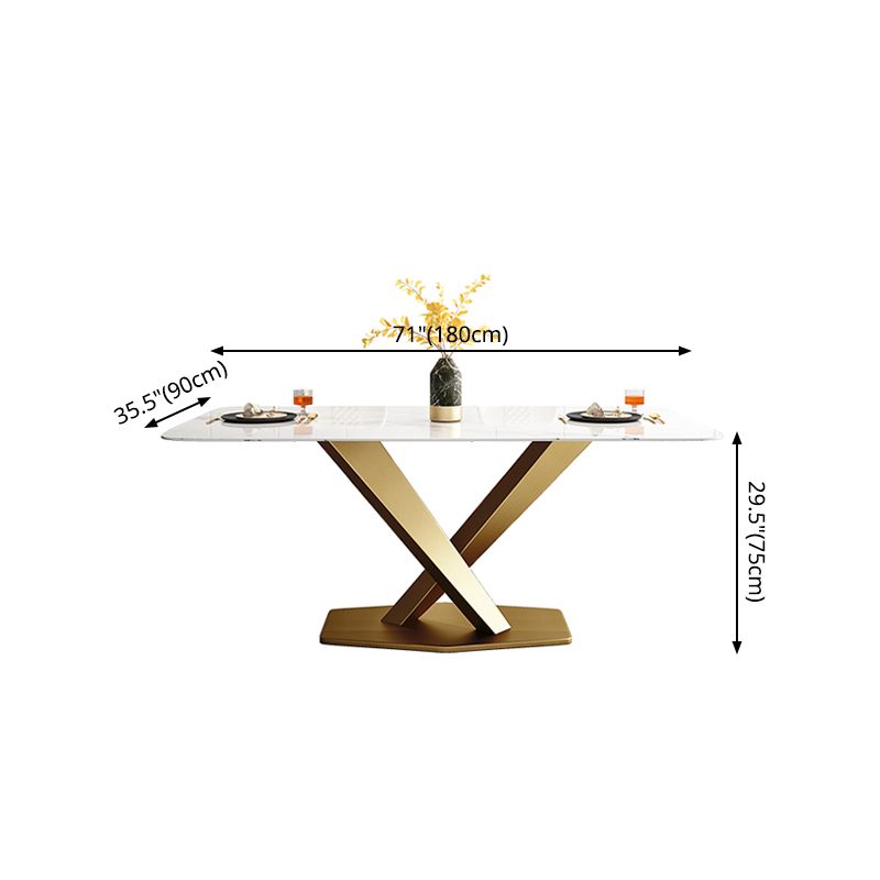 Rectangle Pedestal Table Luxury Style Stone Dining Room Collection for Home