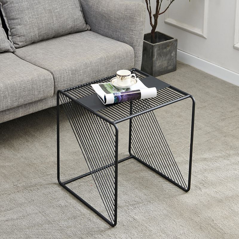 Mid-Century Modern 1/2-Piece Coffee Table in Square Iron Cocktail Table