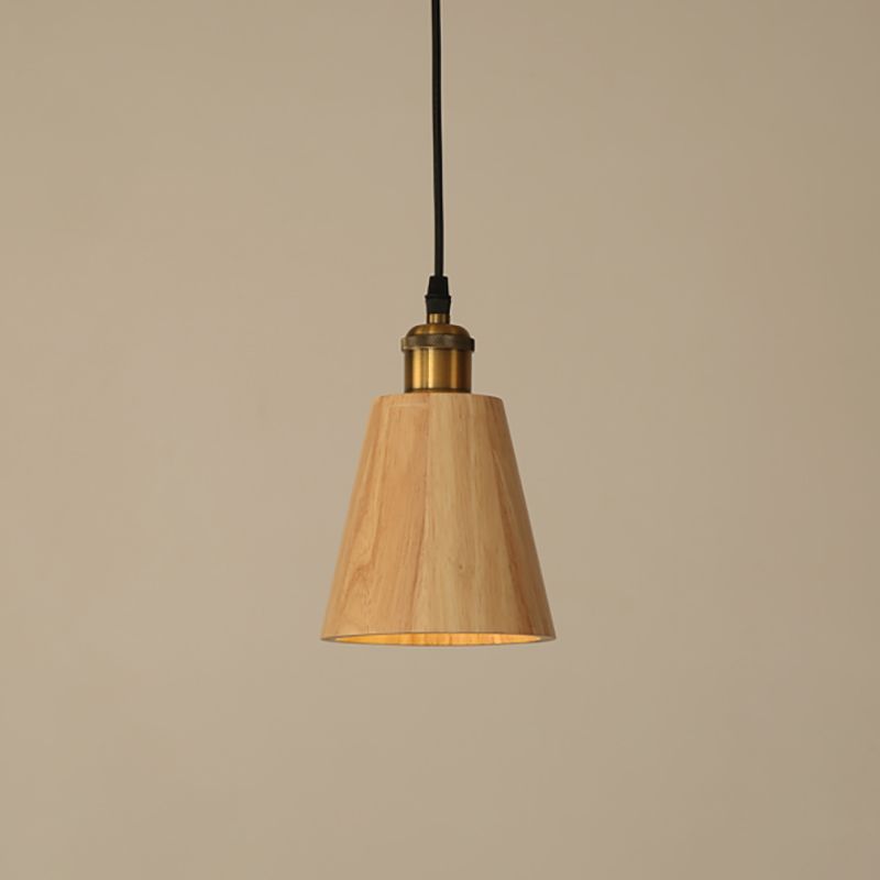 Nordic Cone Shade Pendant Light Fixture Solid Wood Dining Room Hanging Lamp