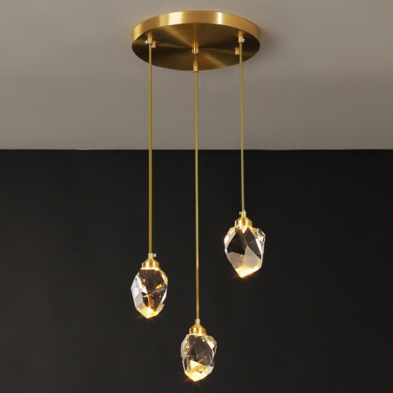 Koper geometrische hangende lamp in moderne artistieke stijl kristallen led hanglamp voor eetkamer