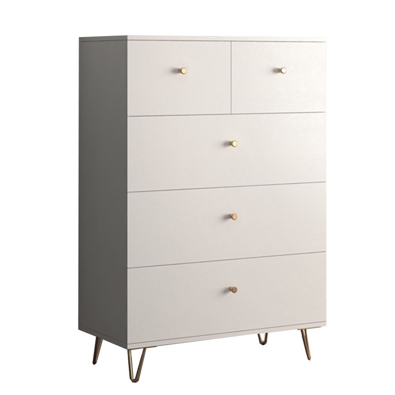 White Contemporary Accent Chest Rectangle Accent Cabinet with Drawers, Scratch Resistant