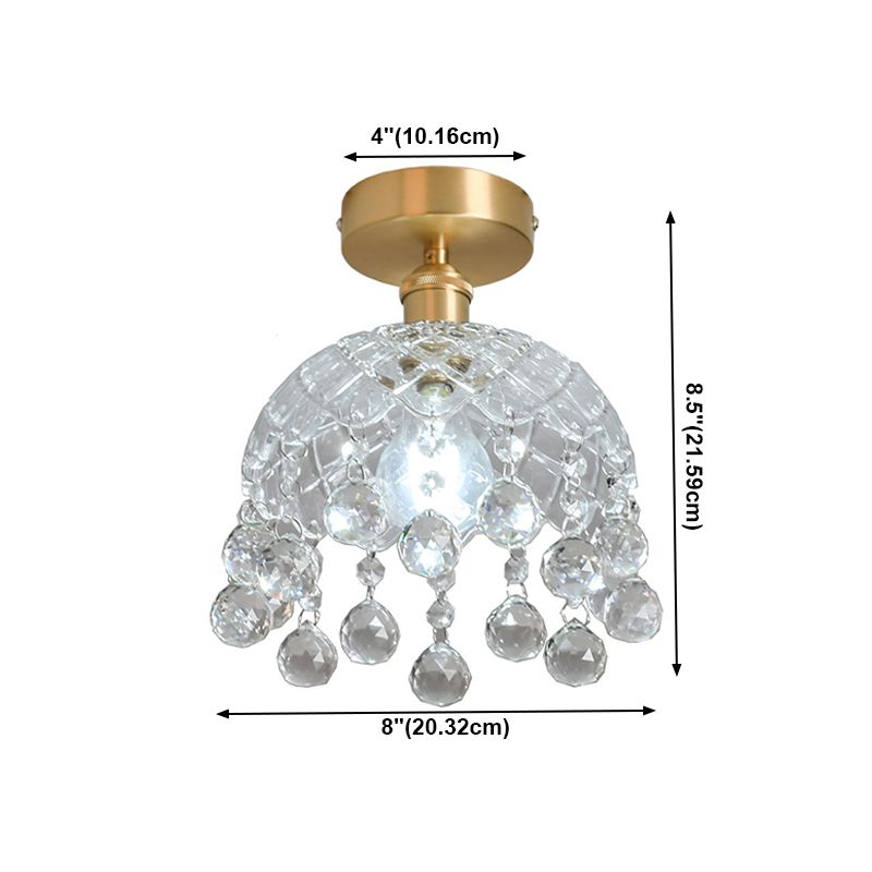Crystal Crown Semi Flush Mount in Colonial Style Copper Indoor Ceiling Light