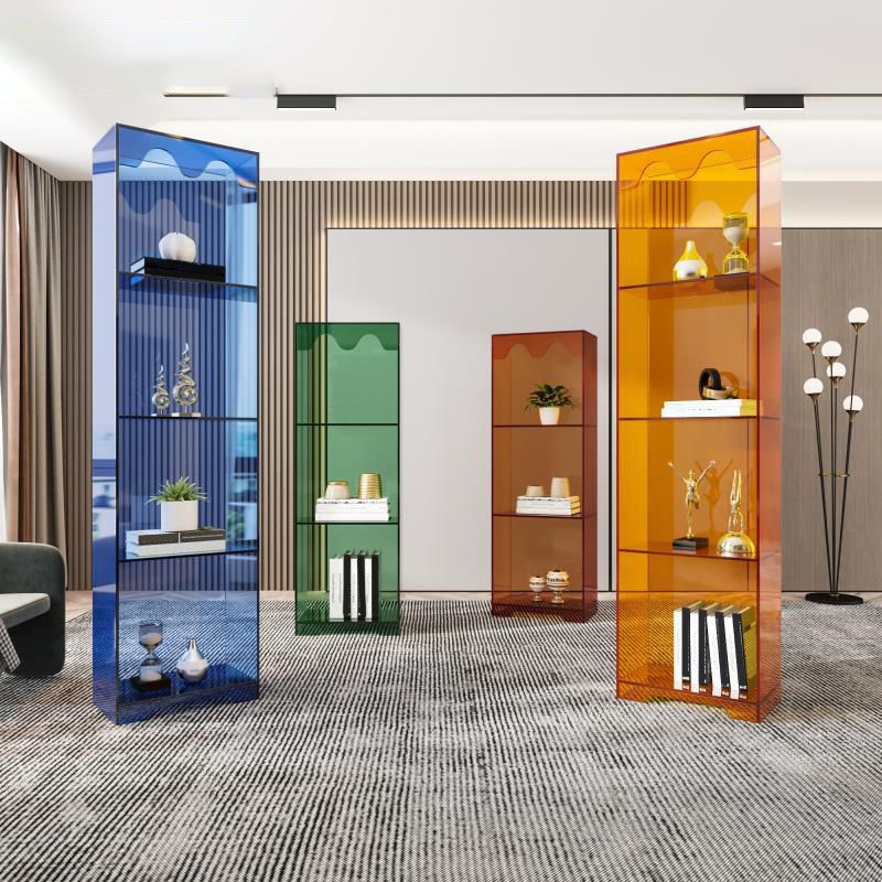 Acrylic Standard Bookshelf Closed Back Glam Bookcase with Shelves