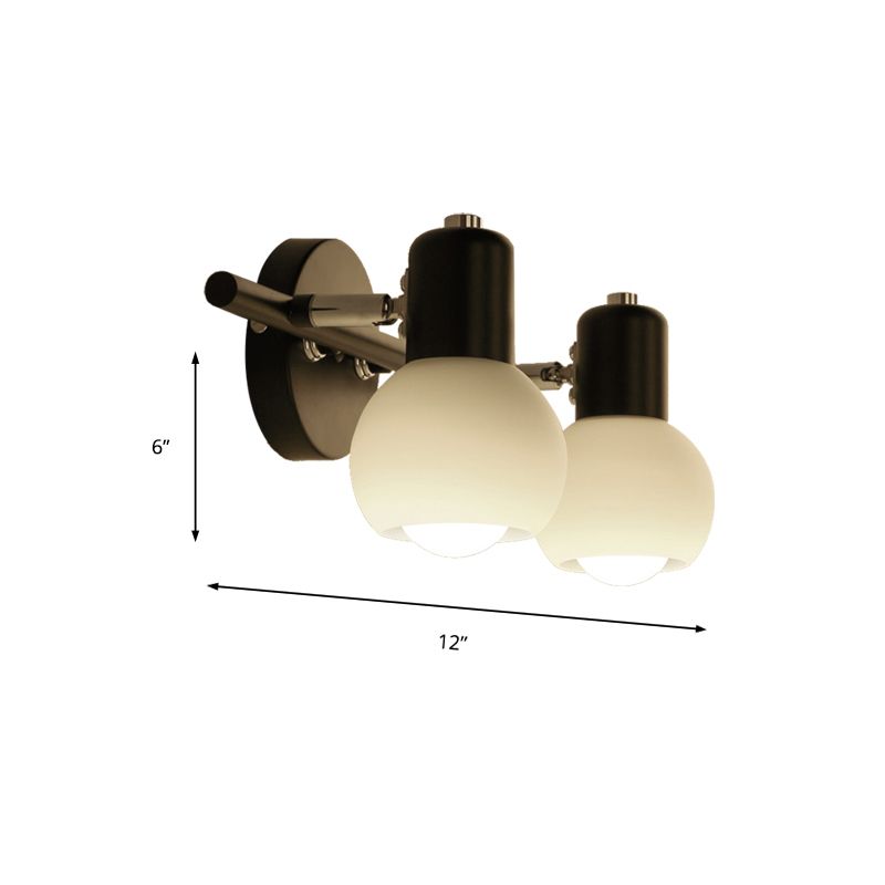 Globe Frosted Glass Waschtisch Beleuchtung traditioneller Stil 2/3 Lichter Badezimmer Wandmontagelampe in Schwarz